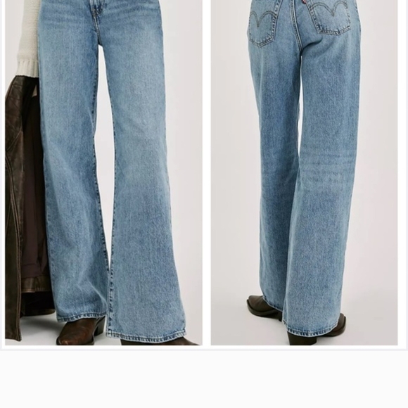 Levi's Denim - Levi's Classic Ribcage  Blue Wide Leg Jeans